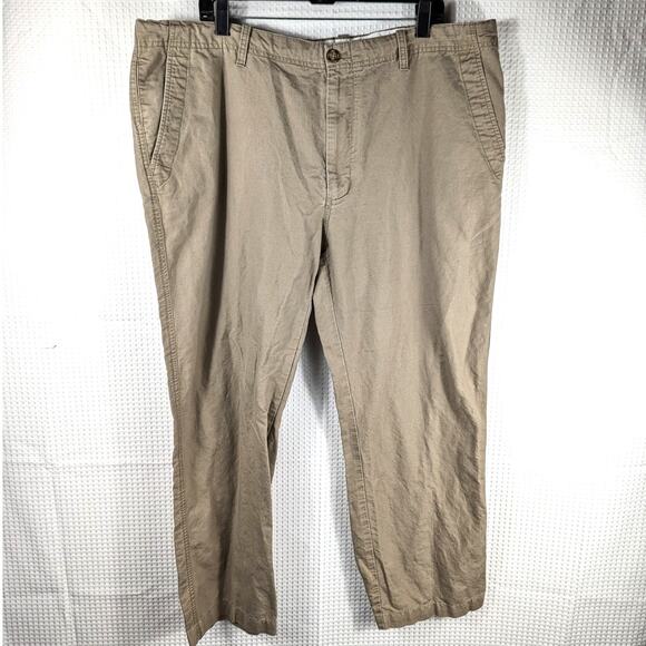 Roundtree & Yorke 42x30 Men’s Linen Cotton Blend Pants Khaki Casual Relaxed Fit - Picture 1 of 4